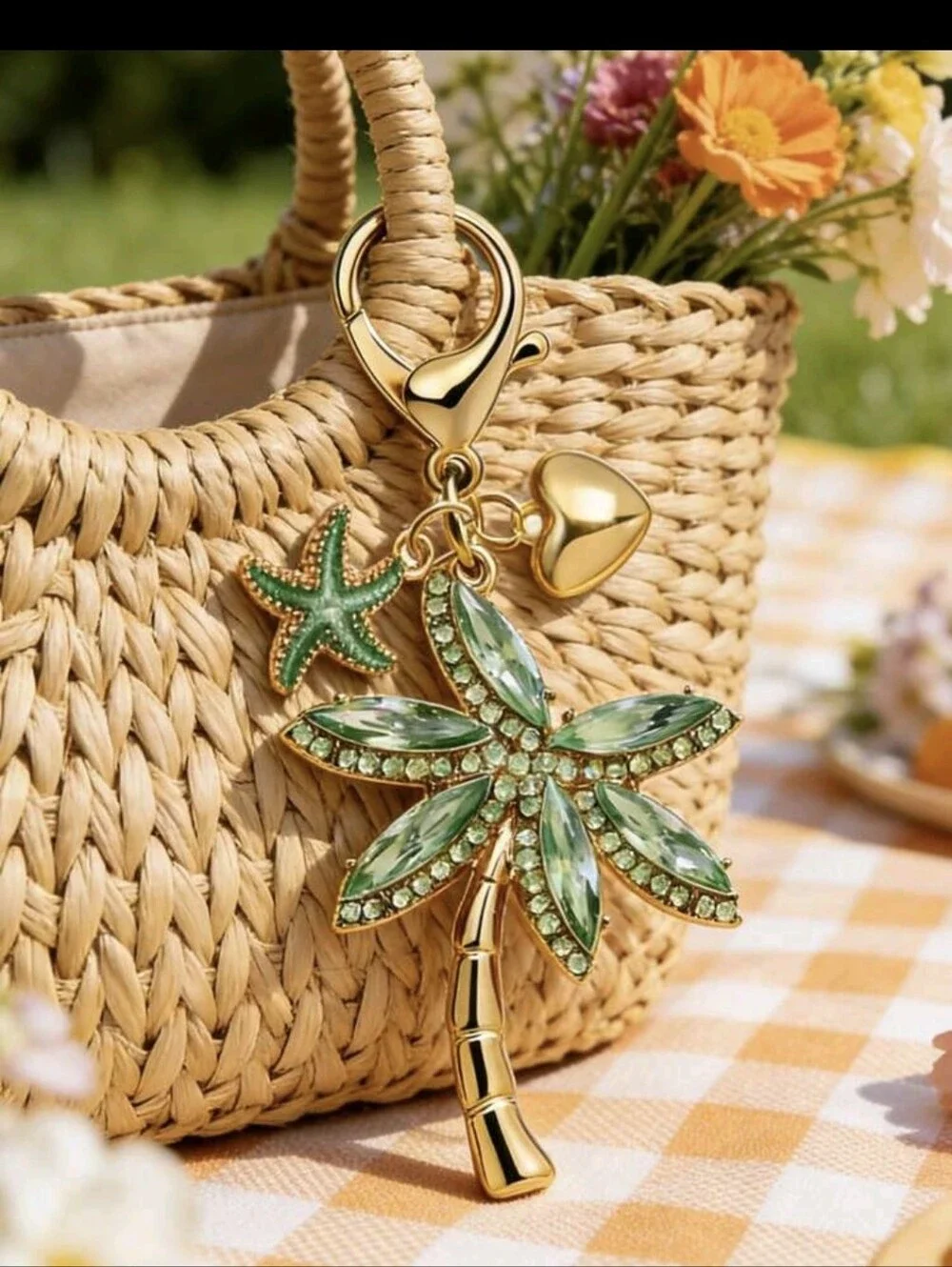 Palm Tree Tropical Beach Theme Bag Charm/ Keychain NEW